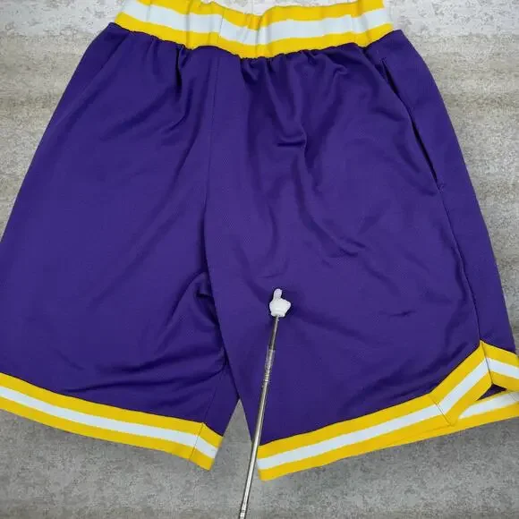Vintage Y2K Lakers Gym Shorts Mens M Relaxed Fit Purple Yellow Lebron James - Picture 8 of 9